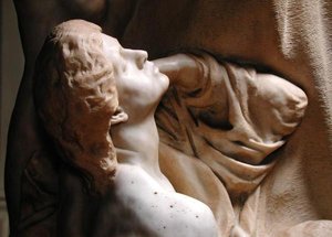 Detail der Widmung an Brahms (Marmor) von Max Klinger