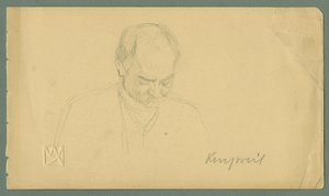Skizze eines Herren mit Halbglatze von Max Kurzweil