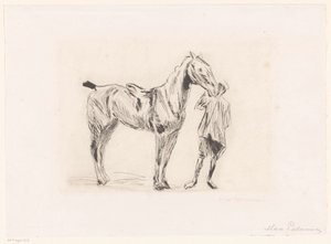Mann mit Reitpferd von Max Liebermann (signed by artist)