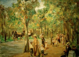 Allee im Tiergarten mit Spaziergängern und Kutsche von Max Liebermann