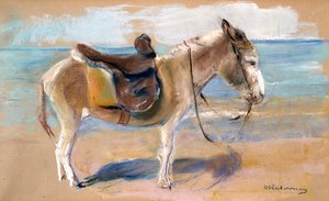 Esel am Strand von Noordwijk, 1908 von Max Liebermann