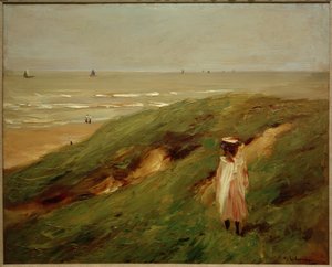 Düne bei Noordwijk mit Kind - Mädchen in den Dünen von Max Liebermann