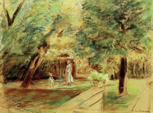 Enkelin mit Kinderfrau vor Heckengärten von Max Liebermann