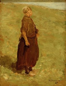 Mädchen auf der Düne, stehend nach rechts von Max Liebermann