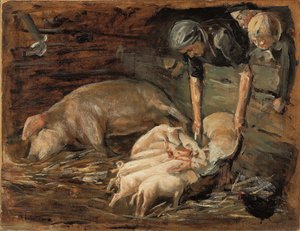 Schweinekoben, Wochenstube, 1887 von Max Liebermann