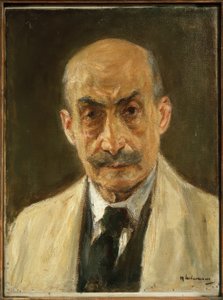 Selbstbildnis (Brustbild im Malerkittel) von Max Liebermann