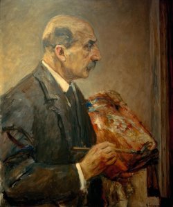 Selbstbildnis mit Palette an der Staffelei (Profil) von Max Liebermann