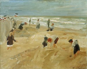 Spielende Kinder am Strand von Noordwijk (Strandszene in No)