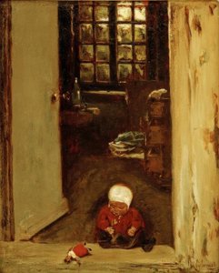 Spielendes Kind in der Haustür von Max Liebermann