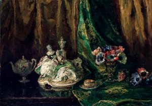 Stillleben mit Porzellan und Blumen, 20. Jahrhundert von Max Müller