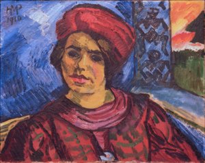 Junge Frau mit rotem Turban von Max Pechstein