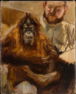 Orang-Utan "Seemann" mit seinem Wärter von Max Slevogt