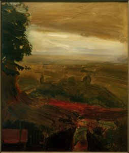 Rote Laube mit Gewitterwolken