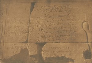 Demotische Inschrift, zweiter Pylon des Tempels der Isis, in Philae, 15. April 1850 von Maxime Du Camp
