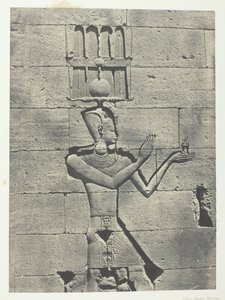 Kalabscheh, Skulpturen der hinteren Fassade des Tempels, Nubien, 1849-51, gedruckt 1852 von Maxime Du Camp
