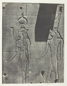 Kalabscheh, Skulpturen der hinteren Fassade des Tempels; Nubien, Tafel 92 aus dem Album "Ägypten, Nubien, Palästina und Syrien" (1852) von Maxime Du Camp