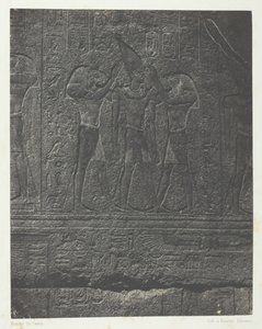 Palais de Karnak, Außenskulpturen des Granitheiligtums, Theben, 1849-51, gedruckt 1852 von Maxime Du Camp