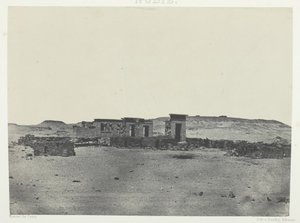 Tempel und Dorf von Debod, Parembole aus dem Itinerar von Antonin, Nubien, 1849-51, gedruckt 1852 von Maxime Du Camp