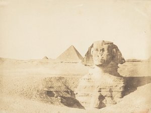 Ansicht des großen Sphinx und der großen Pyramide von Menkaure, Dezember 1849