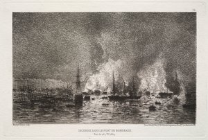 Brand im Hafen von Bordeaux