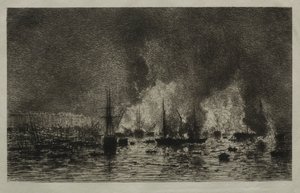 Feuer im Hafen von Bordeaux