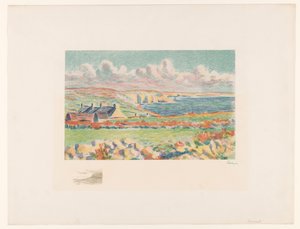 Küstenlandschaft mit Häusern von Maximilien Luce (signed by artist)