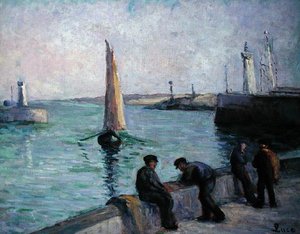 Fischer in einem Hafen, ca. 1920 von Maximilien Luce