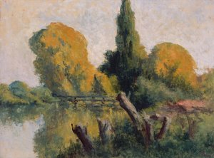 Rolleboise, kleiner Arm der Seine im Herbst, ca. 1925 von Maximilien Luce