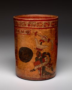 Zylindrisches Gefäß mit Ballspielszene, Spätklassische Periode, ca. 682-701