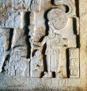 Detail von Lintel IV, das eine Huldigung der Besiegten zeigt, aus Piedras Negras, Usumacinta, Guatemala, Spätklassische Periode (600-900) (Stein) von Mayan Mayan