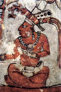 Maya-Krieger. Polychrome Keramik, Maya-Kunst, 7. Nationalmuseum für Archäologie und Ethnologie von Tikal (Guatemala). von Mayan Mayan