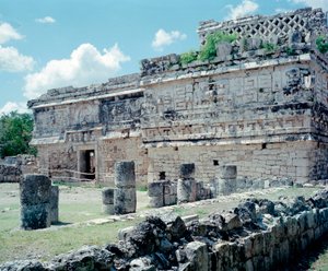 Präkolumbische Zivilisation: Ansicht der Stätte von Chichen Itza in der Region Yucatan. Maya-Zivilisation, klassische Periode und Maya-Renaissance, 750-1200 n. Chr. Mexiko