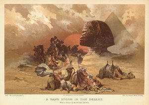 Ein Sandsturm in der Wüste (Farblitho)