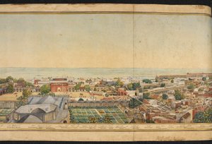 Abschnitt eines Panoramas von Delhi von Mazar or Mazhar Ali Khan
