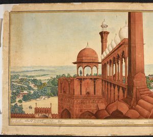 Der Palast des Mogulkaisers. Teil eines Panoramas von Delhi von Mazar or Mazhar Ali Khan