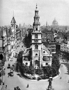 Kirche St. Clement Danes, der Strand und die Fleet Street vom Australia House, London, 1926-1927