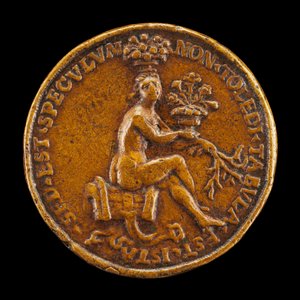 Frau sitzt auf einem Sattel [Rückseite], 1518 von Medallist of 1518