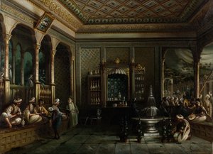 Kaffeehaus in Tophane, zweite Hälfte des 19. Jahrhunderts von Megerdich Jivanian