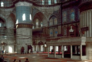 Osmanische Kunst: Innenansicht der Blauen Moschee, erbaut zwischen 1609 und 1616 von Mehmet Aga