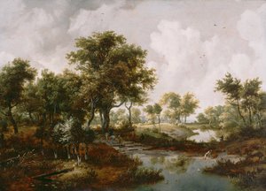 Eine bewaldete Landschaft von Meindert Hobbema
