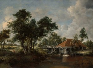 Die Wassermühle mit dem großen roten Dach, 1662-65 von Meindert Hobbema