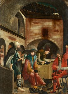Die Heiligen Crispinus und Crispinianus in ihrer Schusterwerkstatt