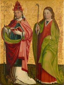 Rechter Flügel des sog. Pretschlaipfer-Triptychons: Hll. Gregor und Agathe (Innenseite); Hll. Erasmus und Barbara (Außenseite) von Meister von Großgmain (Werkstatt)
