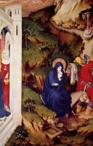 Die Flucht nach Ägypten (Detail) des rechten Abschnitts des Altars der Kartause von Champmol. Holzgemälde von Melchior Broederlam (zwischen 1381 und 1409 ca.) 1393-1399. Dijon, Museum der Schönen Künste von Melchior Broederlam