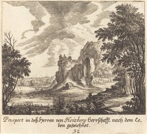 Bergblick von Melchior Küsel after Johann Wilhelm Baur