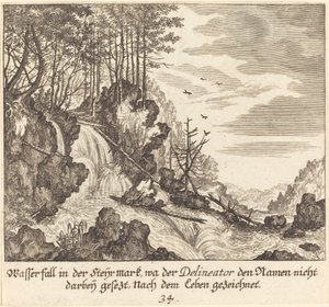 Wasserfall von Melchior Küsel after Johann Wilhelm Baur