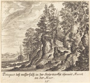 Wasserfall von Melchior Küsel after Johann Wilhelm Baur