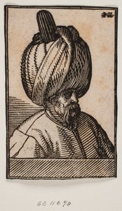 Büste eines bärtigen Mannes mit Turban, 3/4 Profil nach rechts