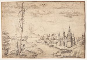 Landschaft mit einer Stadt von Melchior Lorck