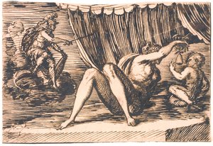 Mars, Venus hält eine Birne, und ein Kind von Melchior Lorck